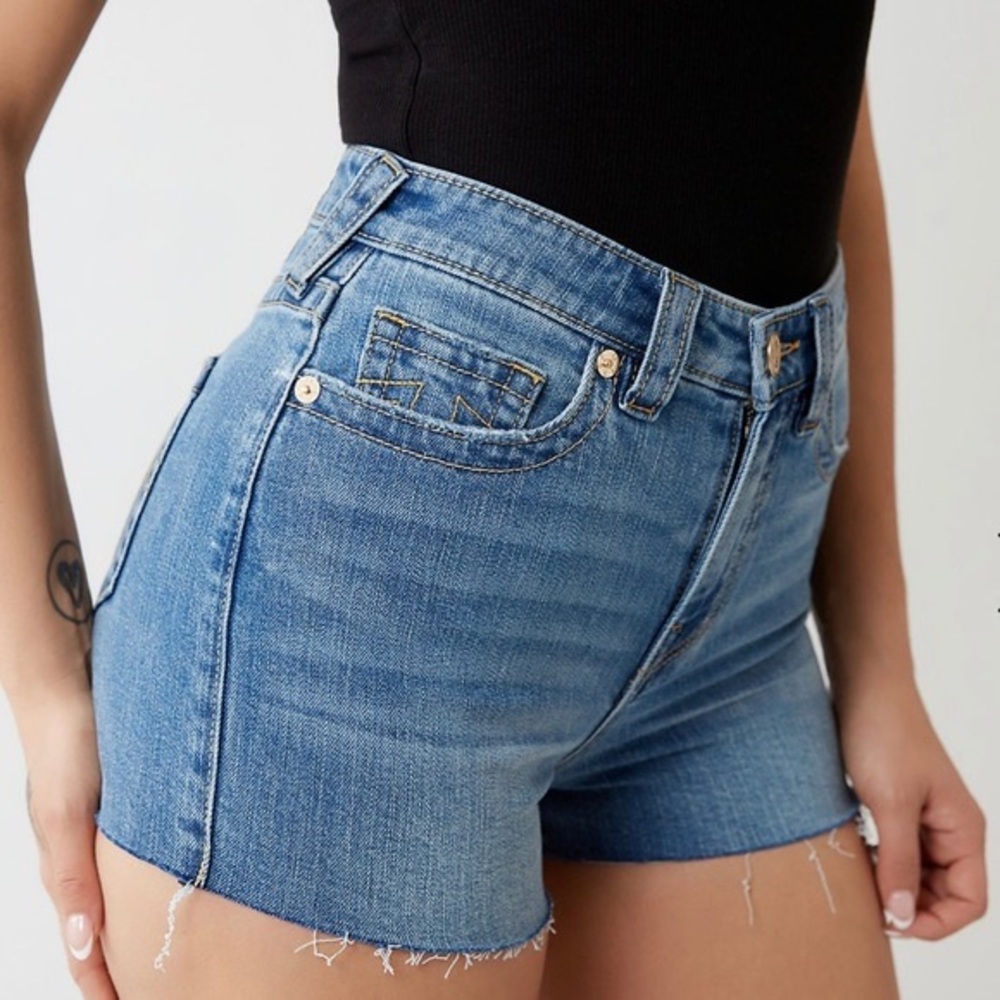 True Religion Maisie High Rise Denim Cut Off Shorts
